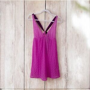 Free People Intimately Femme Pink Lace Slip On Chemise Nightie S-M